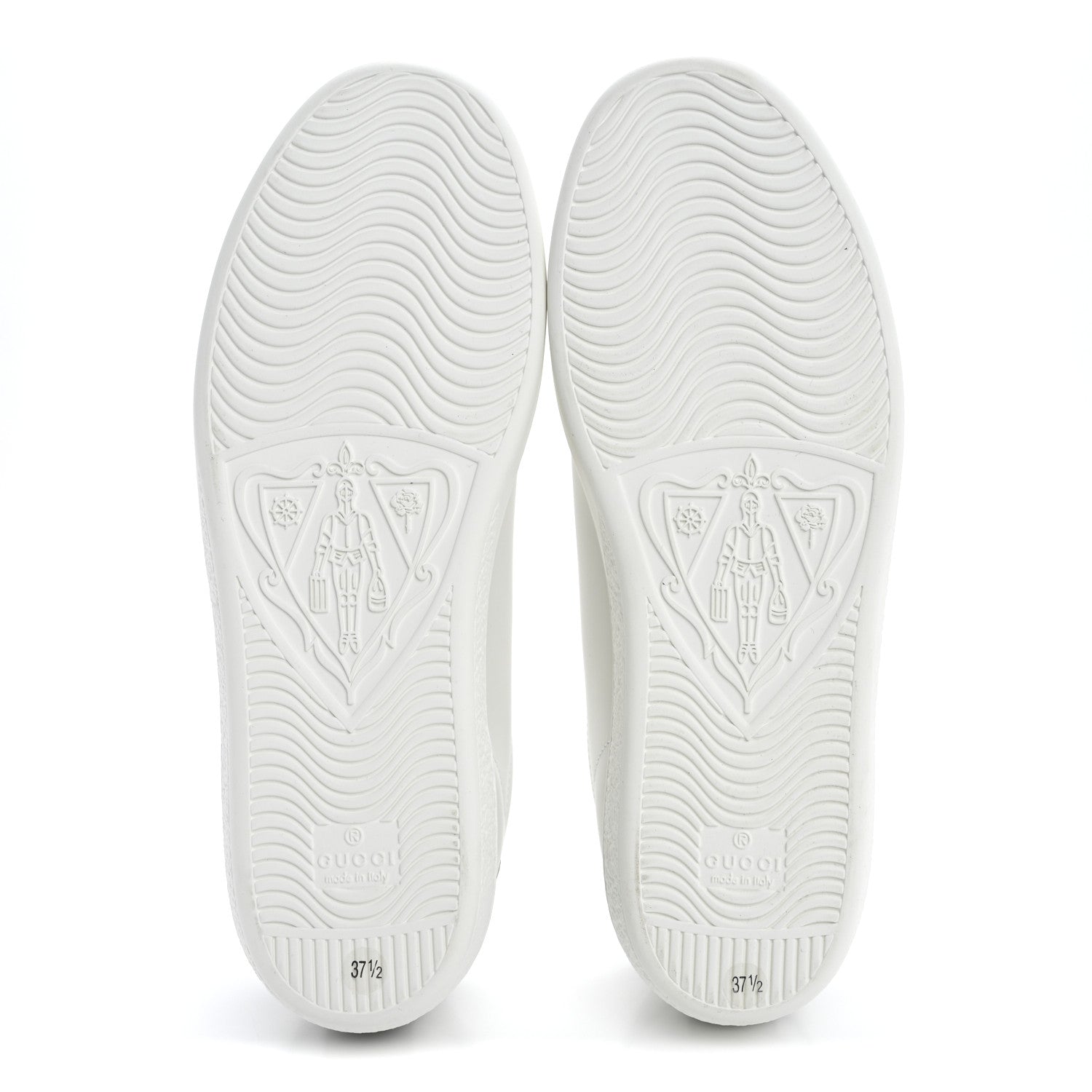 Gucci Calfskin Interlocking G Perforated Womens Ace Sneakers 37.5 White Grey Sky 6 of 10