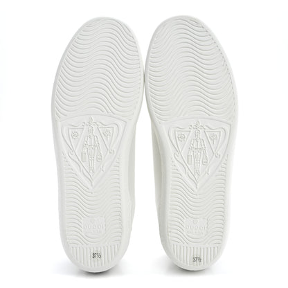 Gucci Calfskin Interlocking G Perforated Womens Ace Sneakers 37.5 White Grey Sky 6 of 10