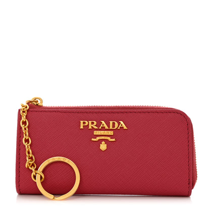 Prada Saffiano Metal Zip Around Key Holder Peonia 1 of 10