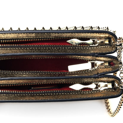 Christian Louboutin Calfskin Animal Print Small Triloubi Paris Spikes Chain Bag Platine Gold 4 of 8