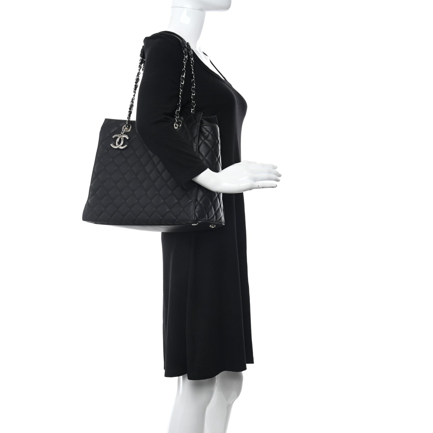 Chanel Calfskin Quilted Large Chic and Soft Shopping Tote Black 2 of 11