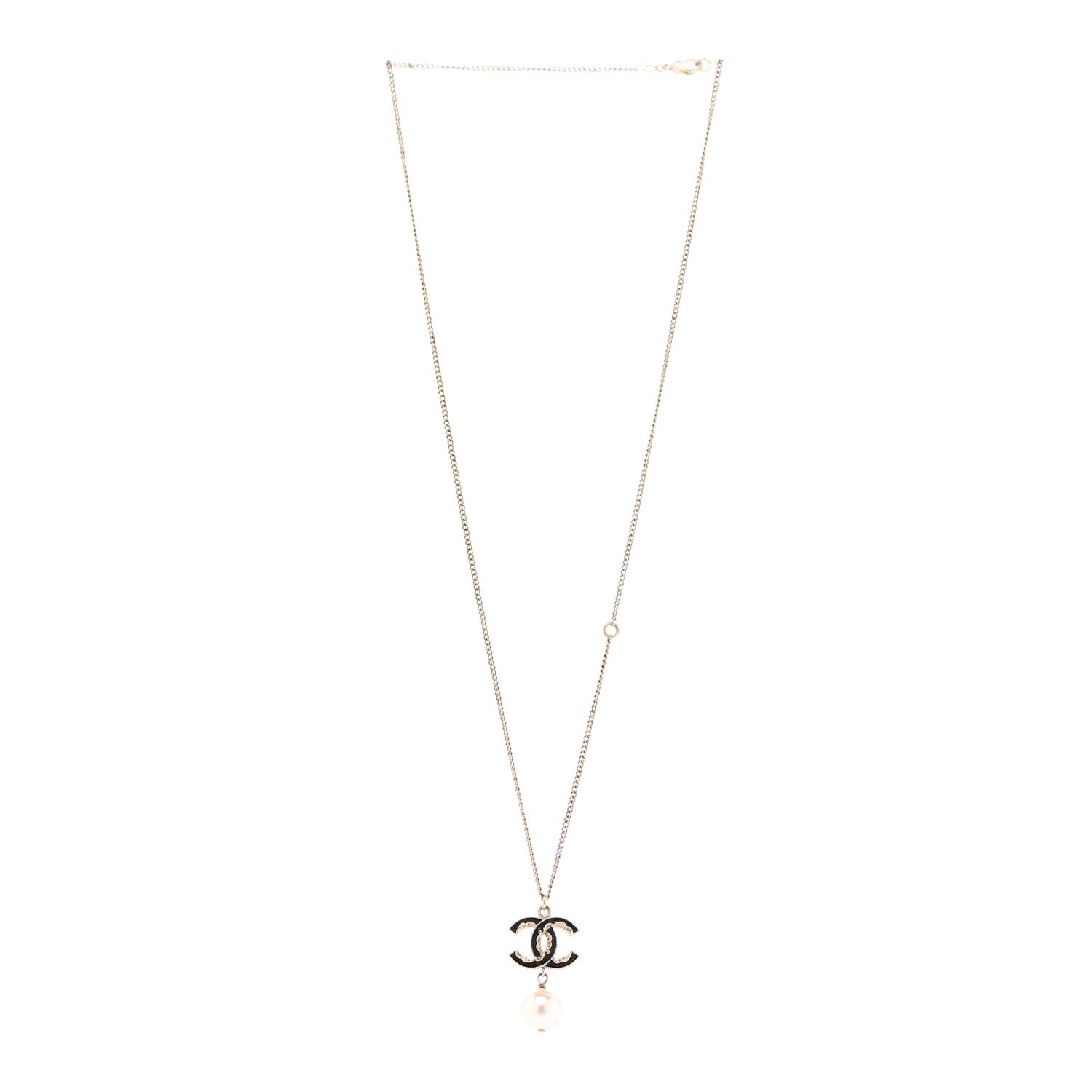 Chanel Enamel Pearl CC Baroque Drop Necklace Black Gold 3 of 7
