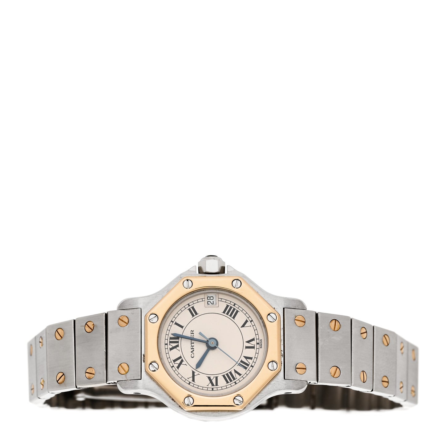 Stainless Steel 18K Yellow Gold 25mm Santos Octagon Quartz Watch