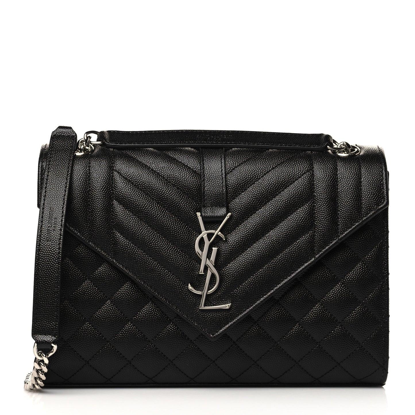 Grain De Poudre Textured Mixed Matelasse Triquilt Medium Monogram Satchel Black