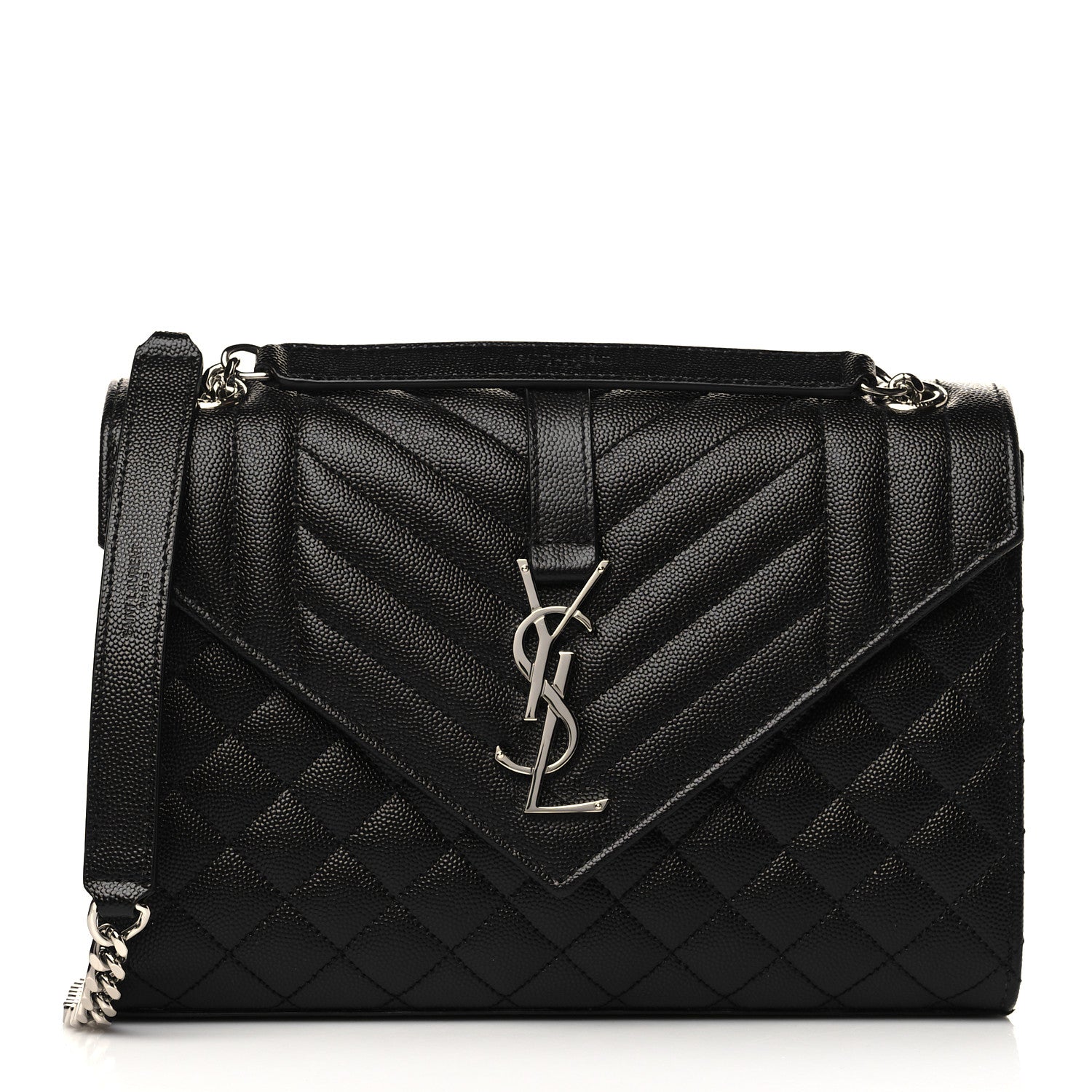 Saint Laurent Grain De Poudre Textured Mixed Matelasse Triquilt Medium Monogram Satchel Black 1 of 5