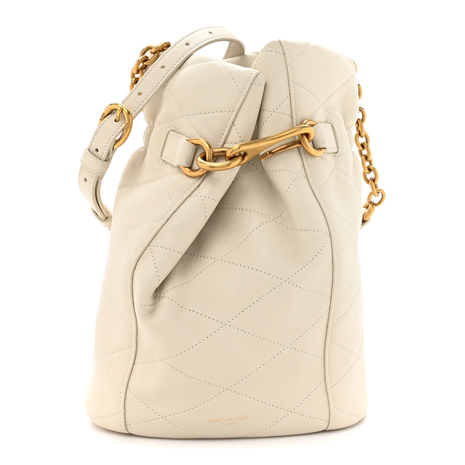 Saint Laurent Lambskin Quilted Le Maillon Bucket Bag Crema Soft 1 of 10