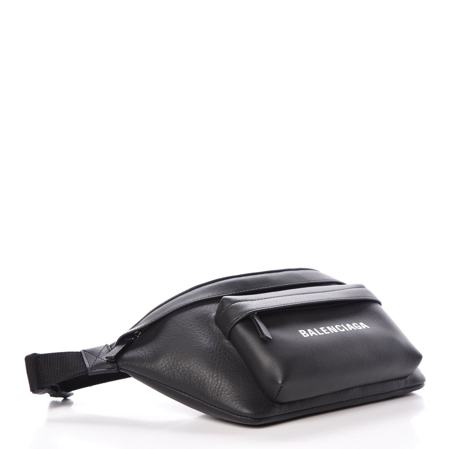 Balenciaga Smooth Calfskin Logo Large Everyday Beltpack Black White 4 of 9