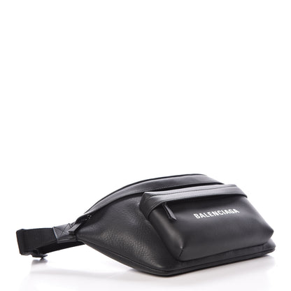 Balenciaga Smooth Calfskin Logo Large Everyday Beltpack Black White 4 of 9