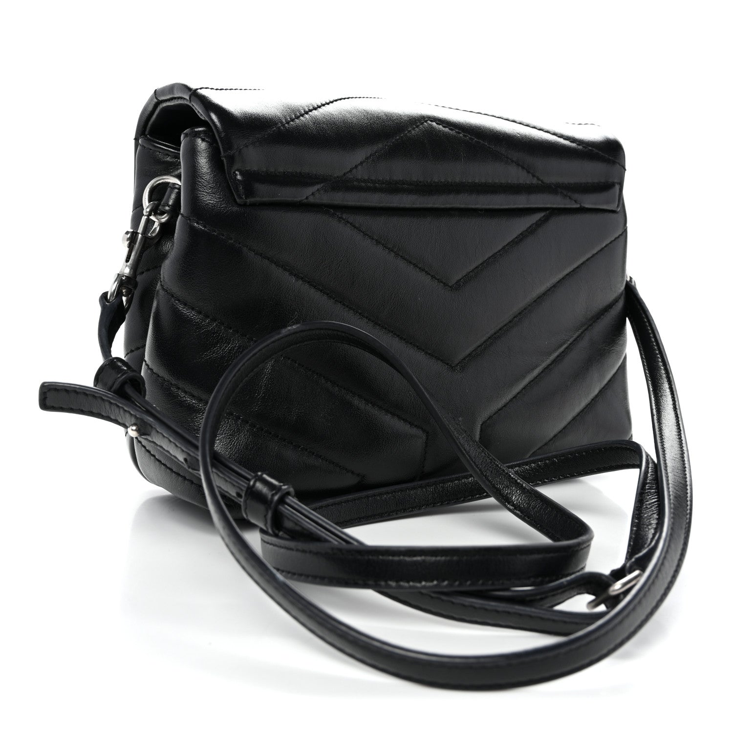 Saint Laurent Calfskin Y Quilted Monogram Toy Loulou Crossbody Bag Black 3 of 9