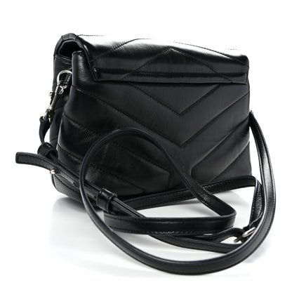 Saint Laurent Calfskin Y Quilted Monogram Toy Loulou Crossbody Bag Black 3 of 9
