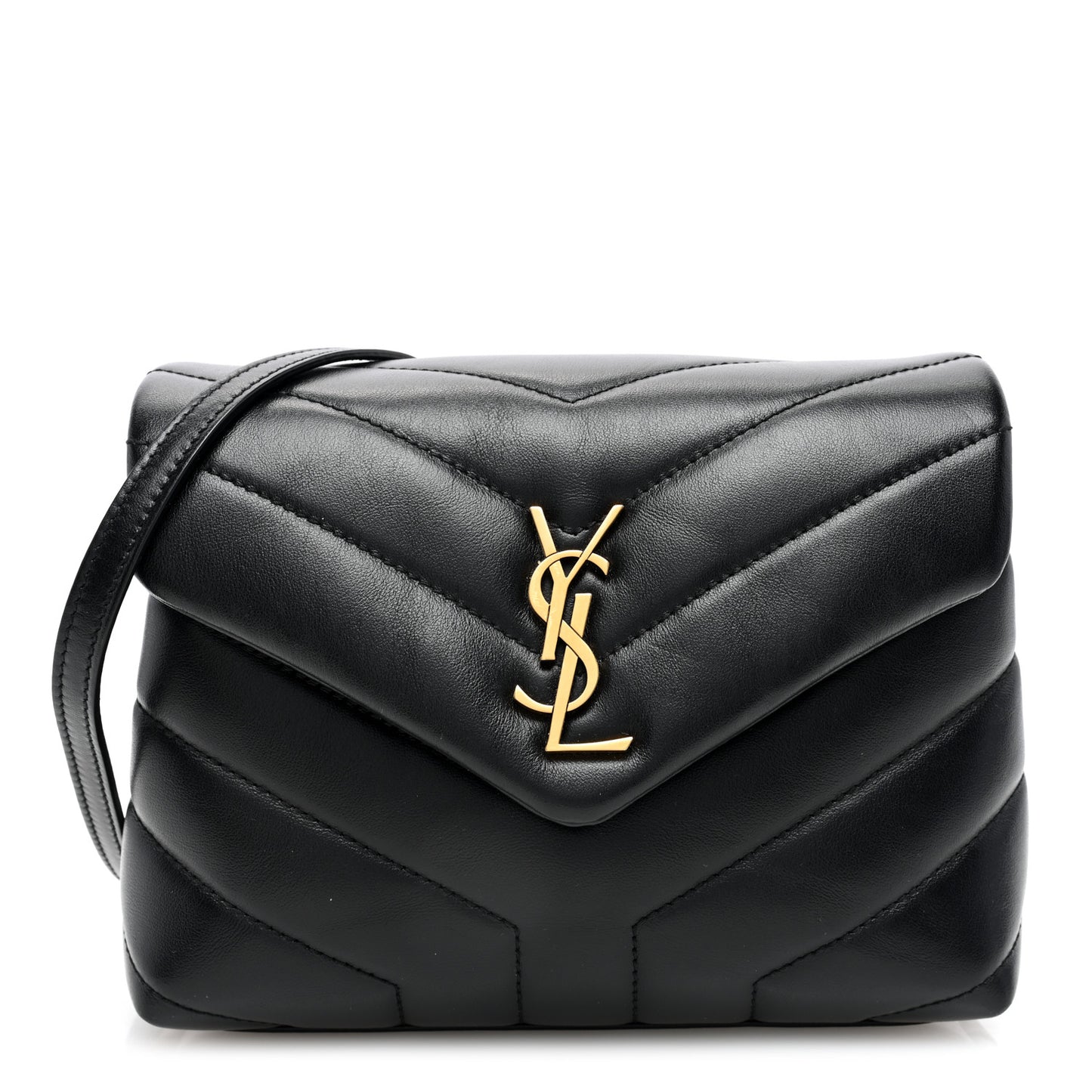 Calfskin Y Quilted Monogram Toy Loulou Crossbody Bag Black