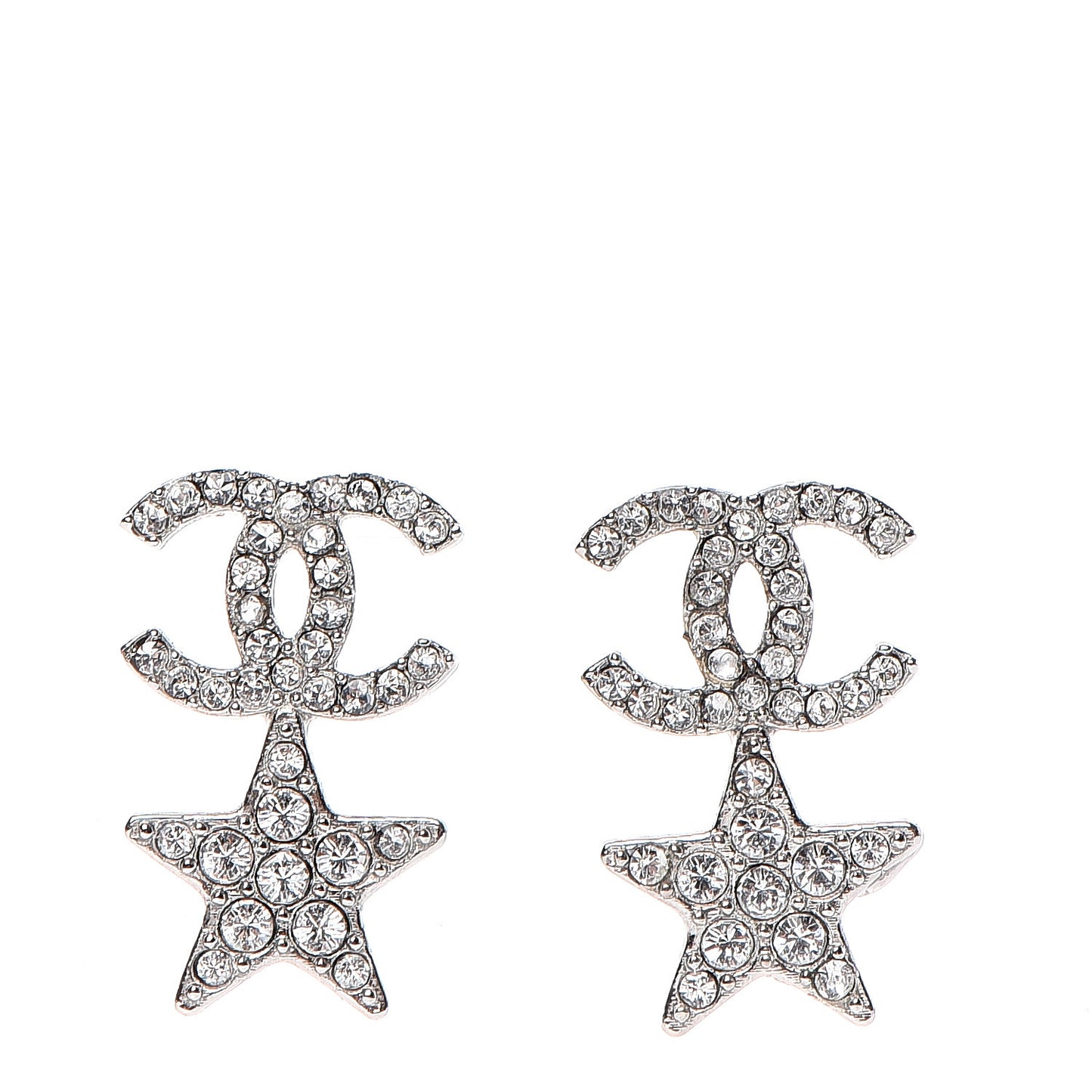Crystal CC Star Earrings Silver