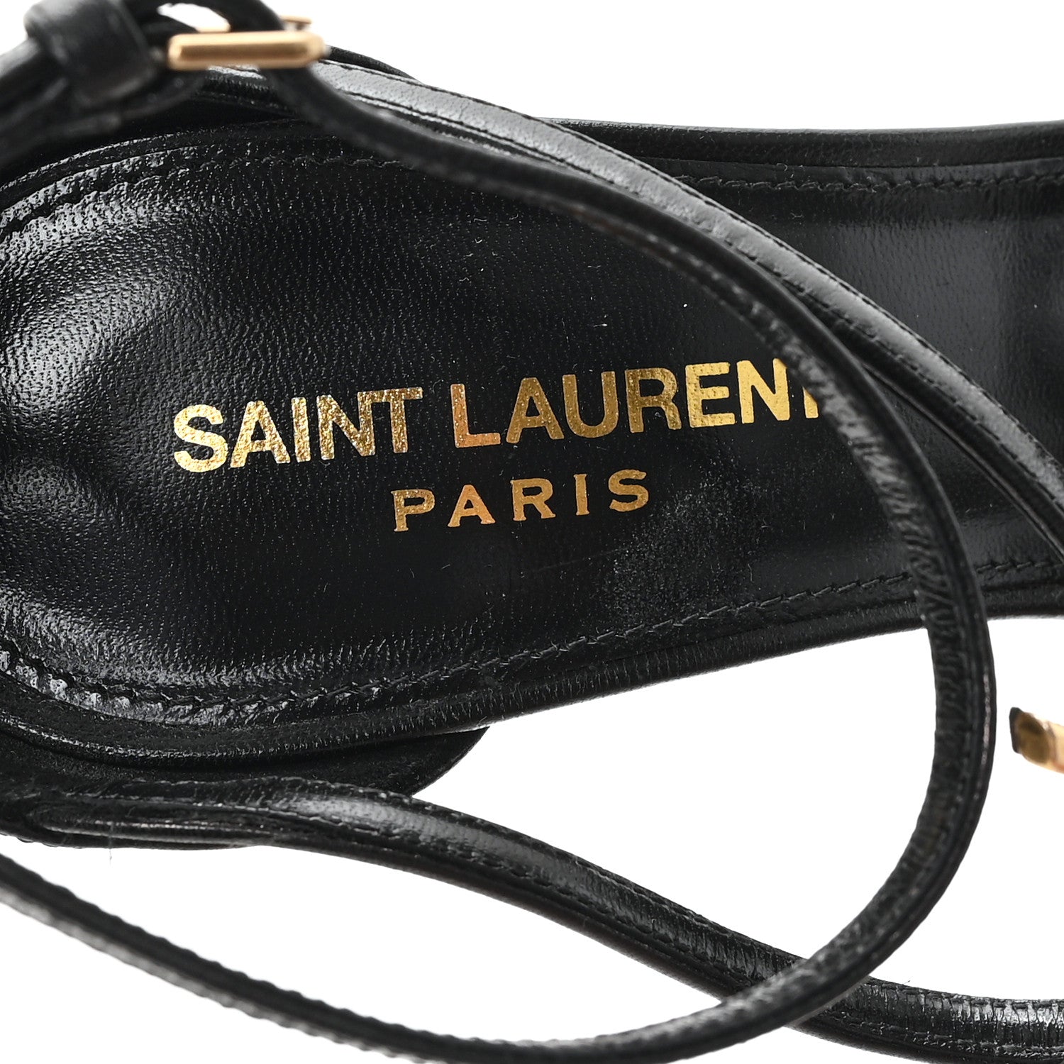 Saint Laurent Calfskin Cassandra 100 Ankle Strap Sandals 37 Black 8 of 11