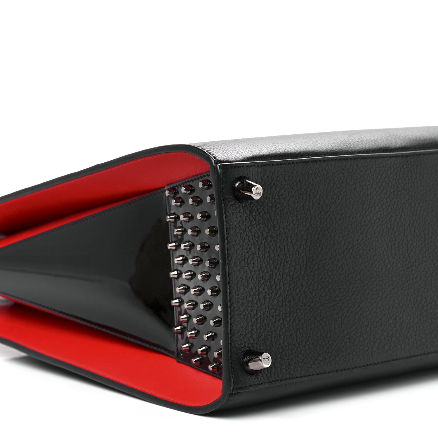 Christian Louboutin Calfskin Patent Studded Large Paloma Black 19 of 21