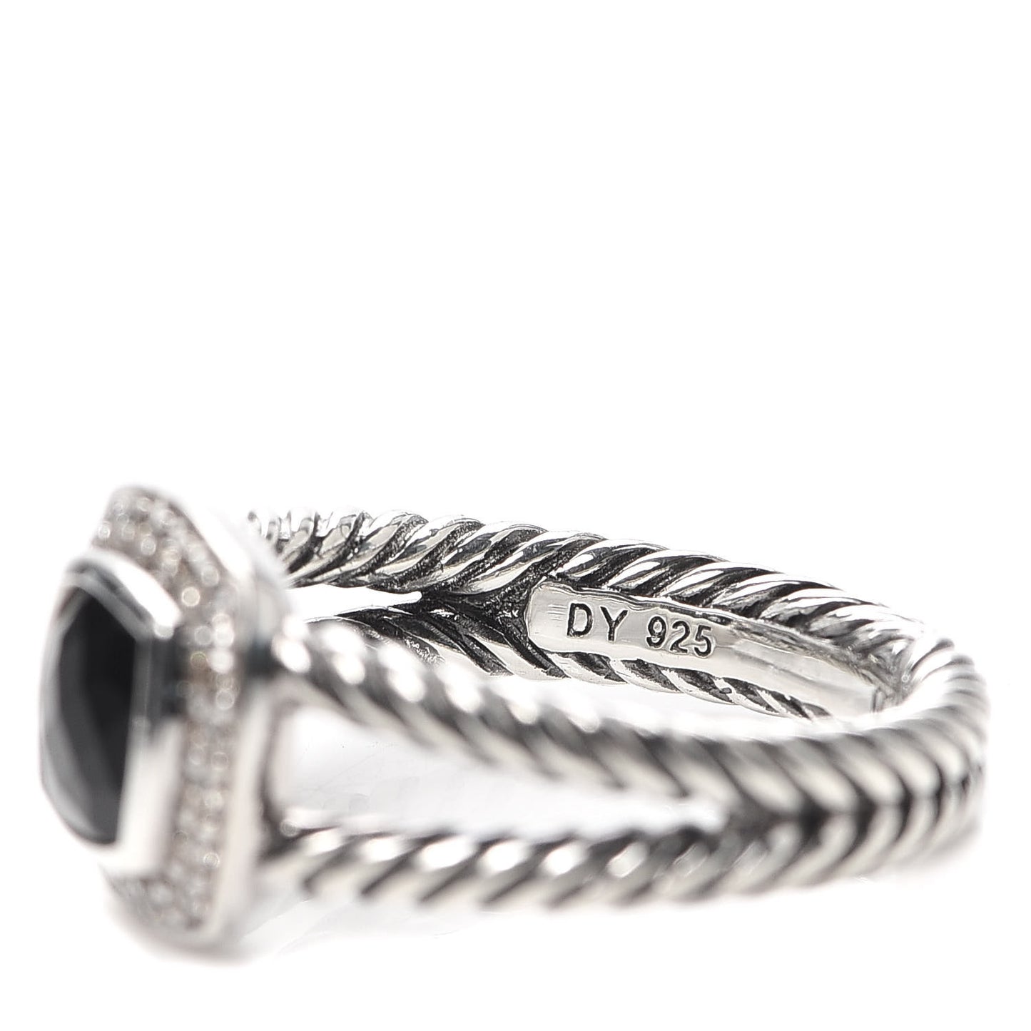 Sterling Silver Diamond Black Onyx 7mm Petite Albion Ring 57 8