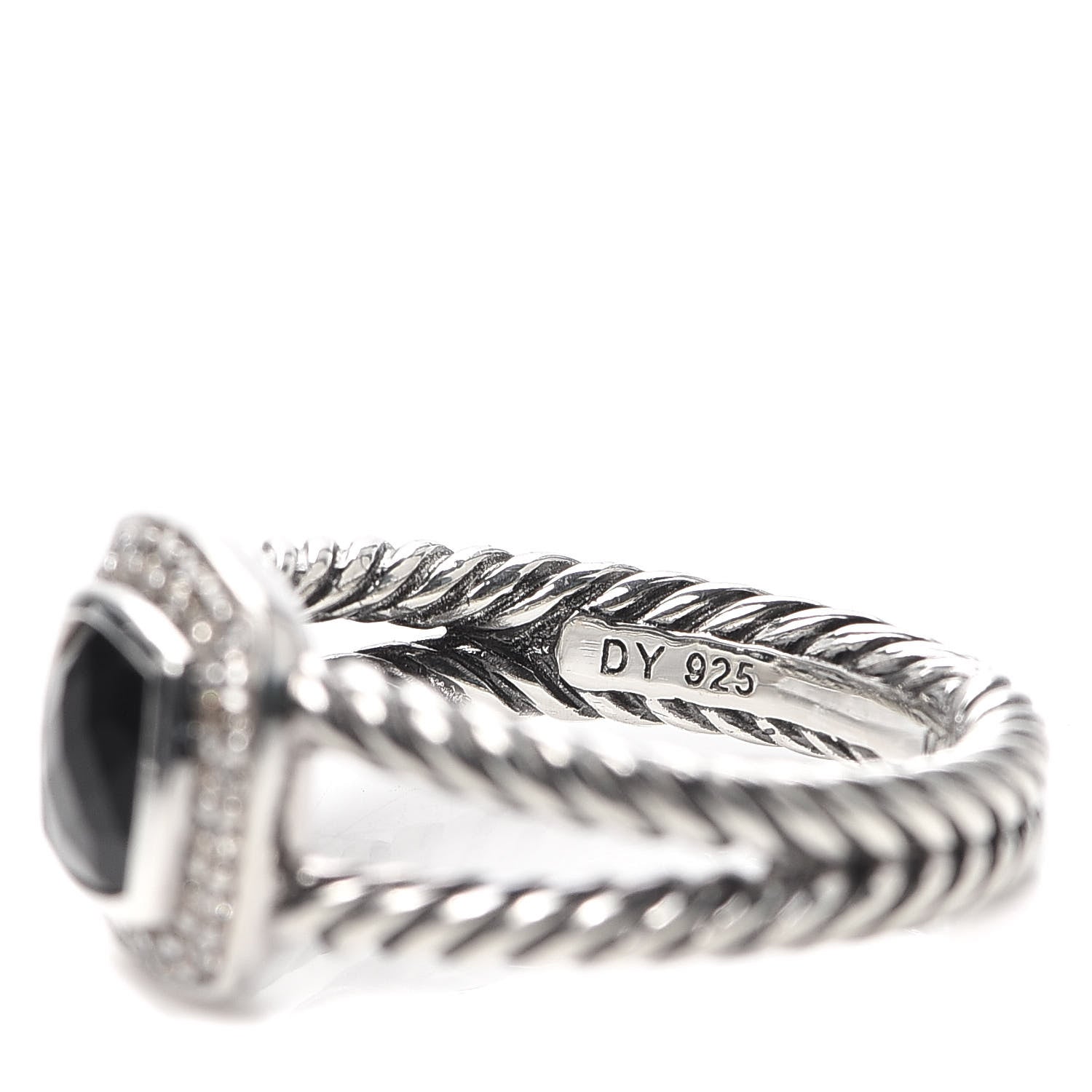 David Yurman Sterling Silver Diamond Black Onyx 7mm Petite Albion Ring 57 8 5 of 6