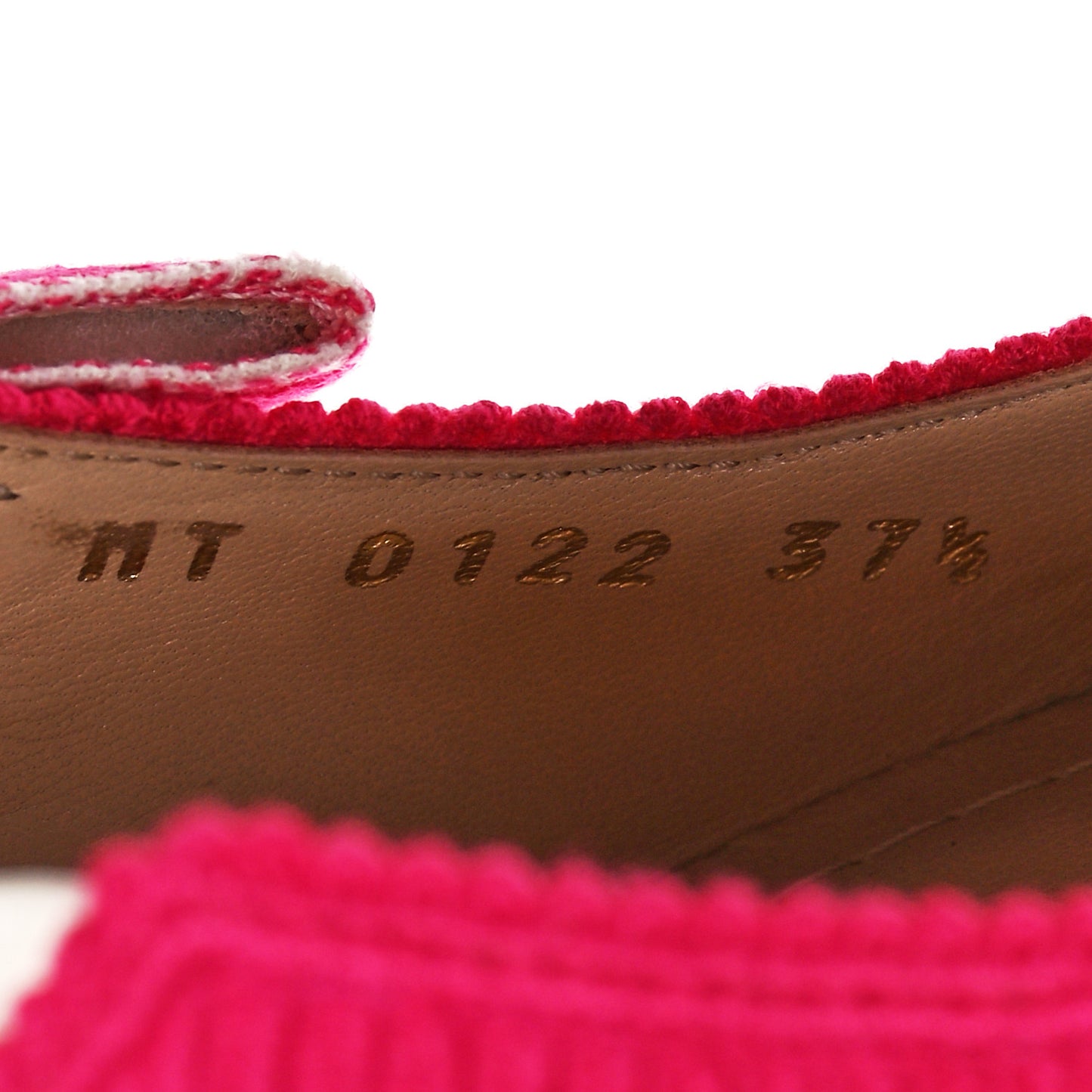 Cotton Ribbon Embroidered J'Adior Slingback 65mm Pumps 37.5 Bright Pink