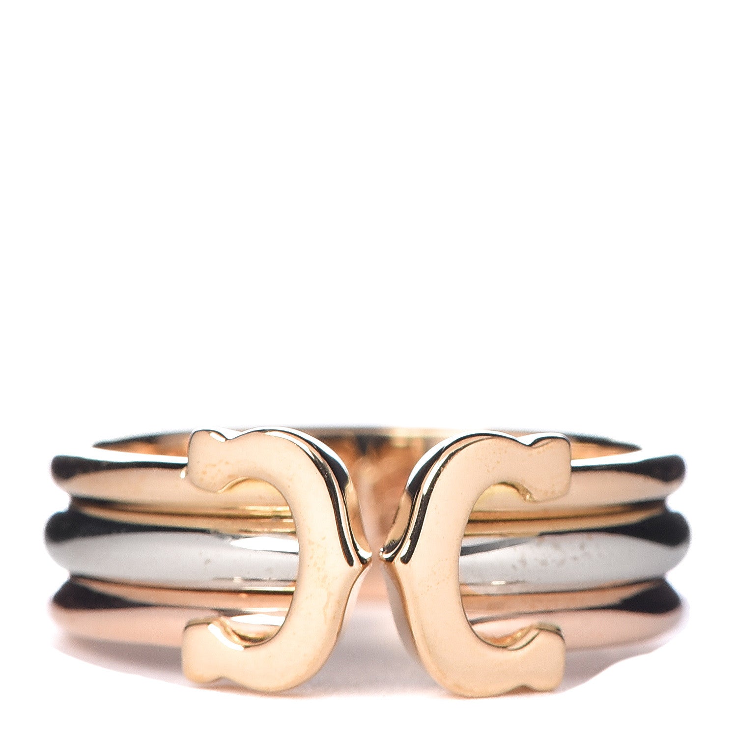 Tiffany CARTIER 18K Pink Yellow White Gold 8mm C De Cartier Ring 51 5.75 1 of 4