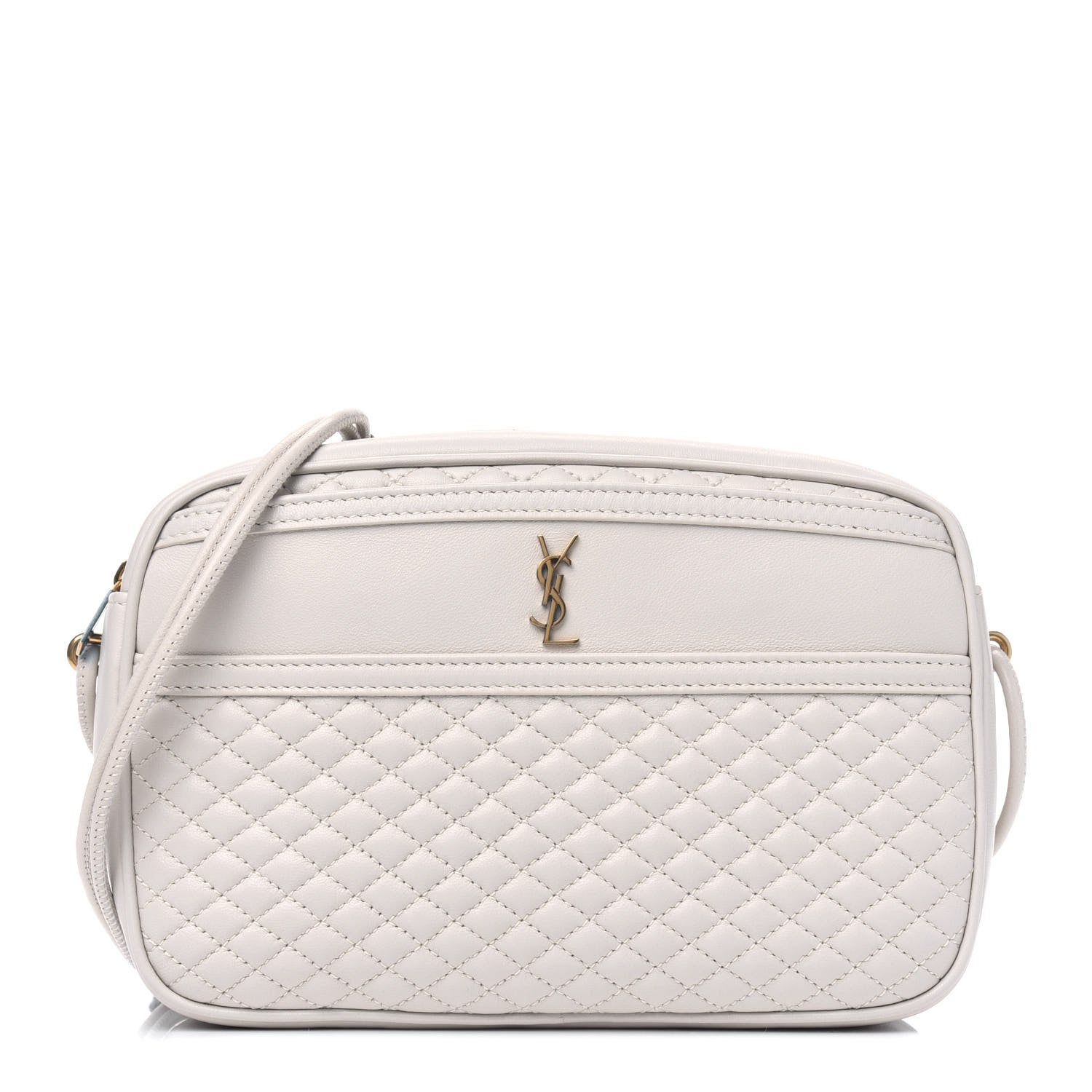 Saint Laurent Lambskin Quilted Victoire Camera Bag Blanc Vintage 1 of 5