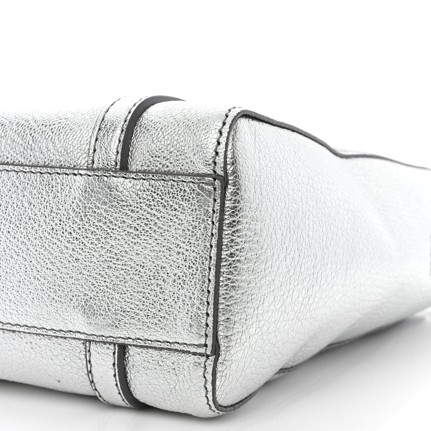 Metallic Goatskin Logo XXS Everyday Tote Argent Black