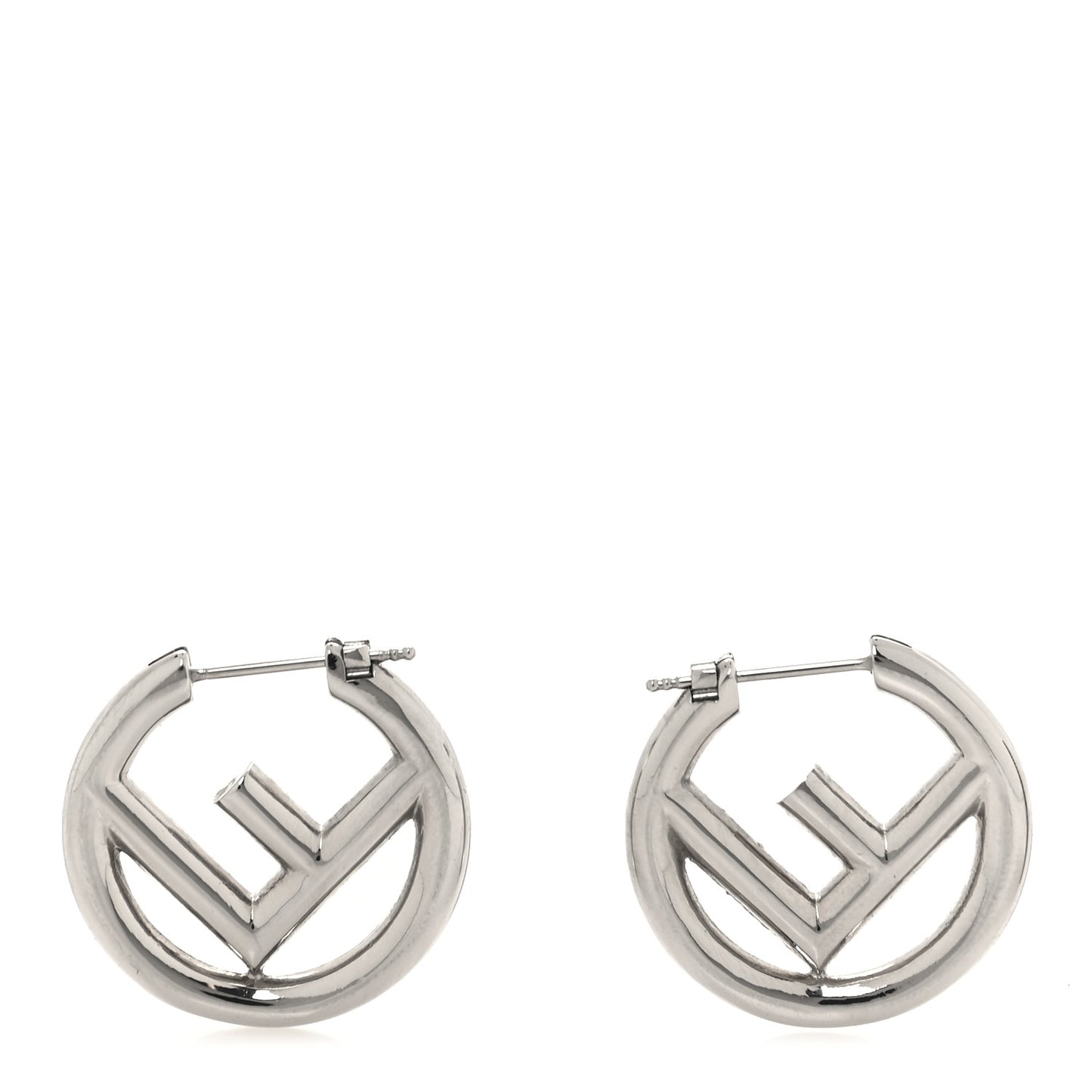 Metal F is Fendi Hoop Earrings Silver