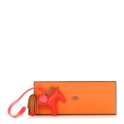 Hermes Milo Lambskin Grigri Rodeo Horse Bag Charm PM Rouge Indien Gold Bougainvillea 4 of 4