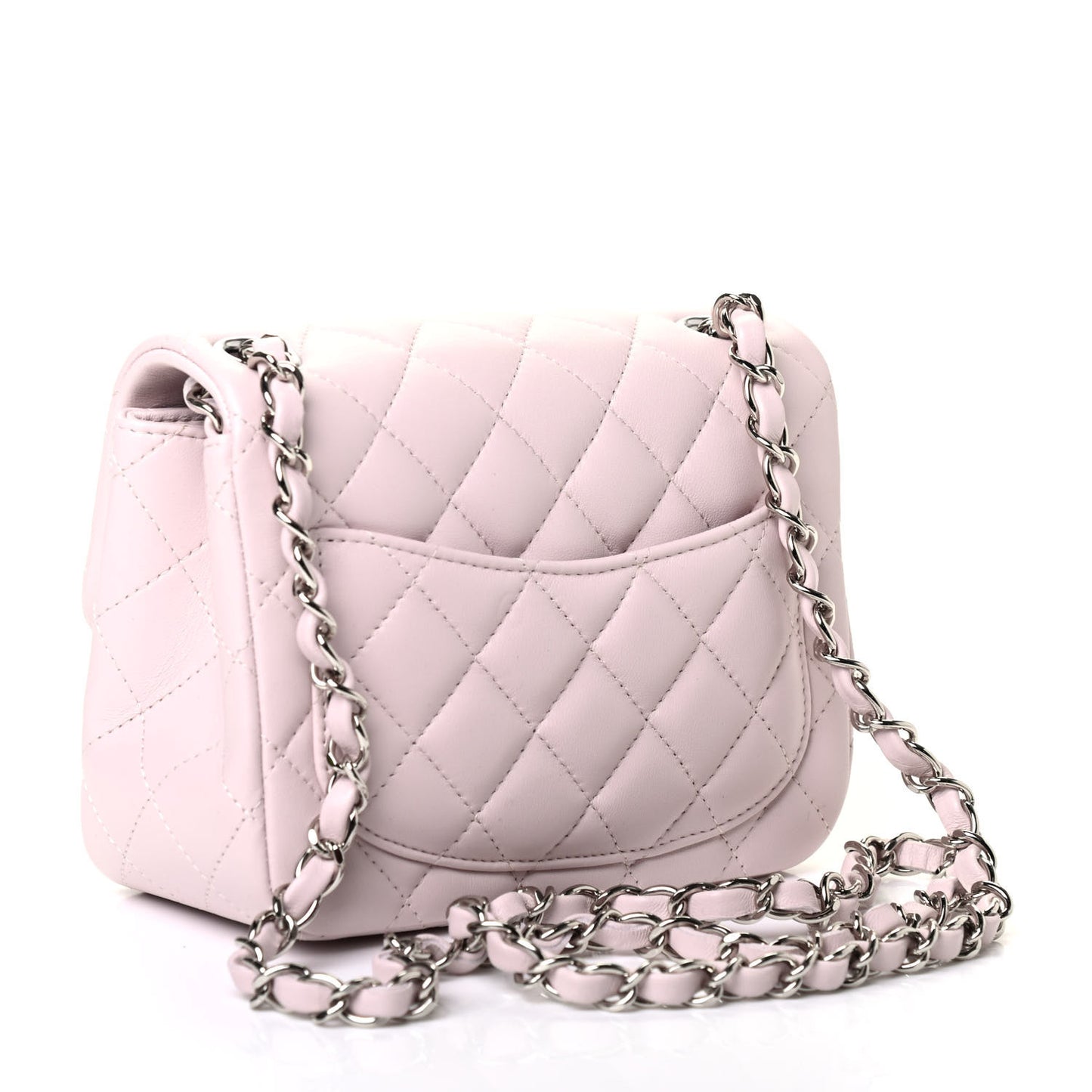 Lambskin Quilted Mini Square Flap Light Purple