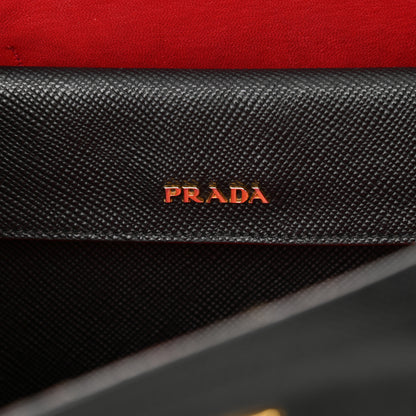 Prada Saffiano Cuir Medium Double Bag Black Fuoco 6 of 24