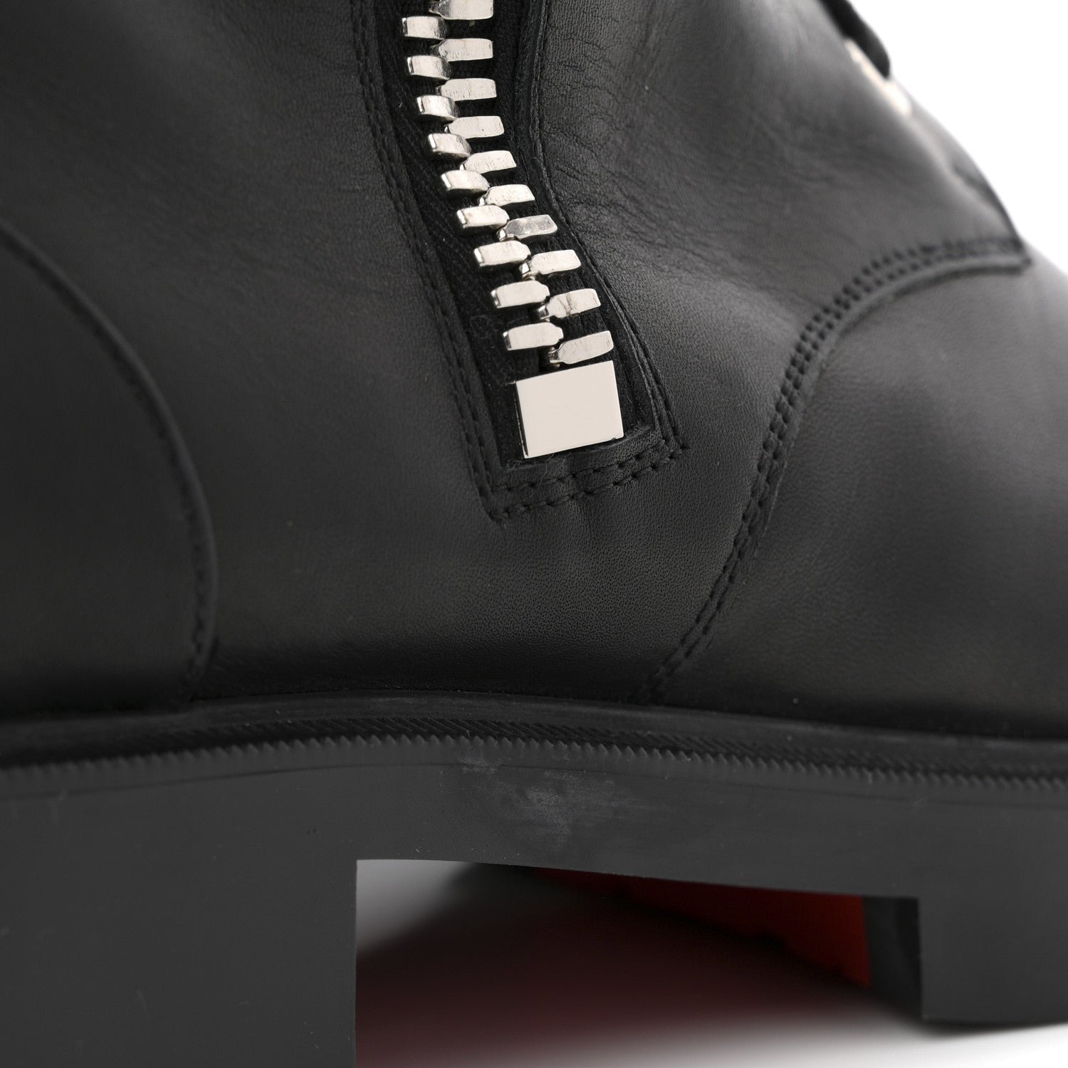 Christian Louboutin Calfskin Knit En Hiver Zip Boots 41 Black