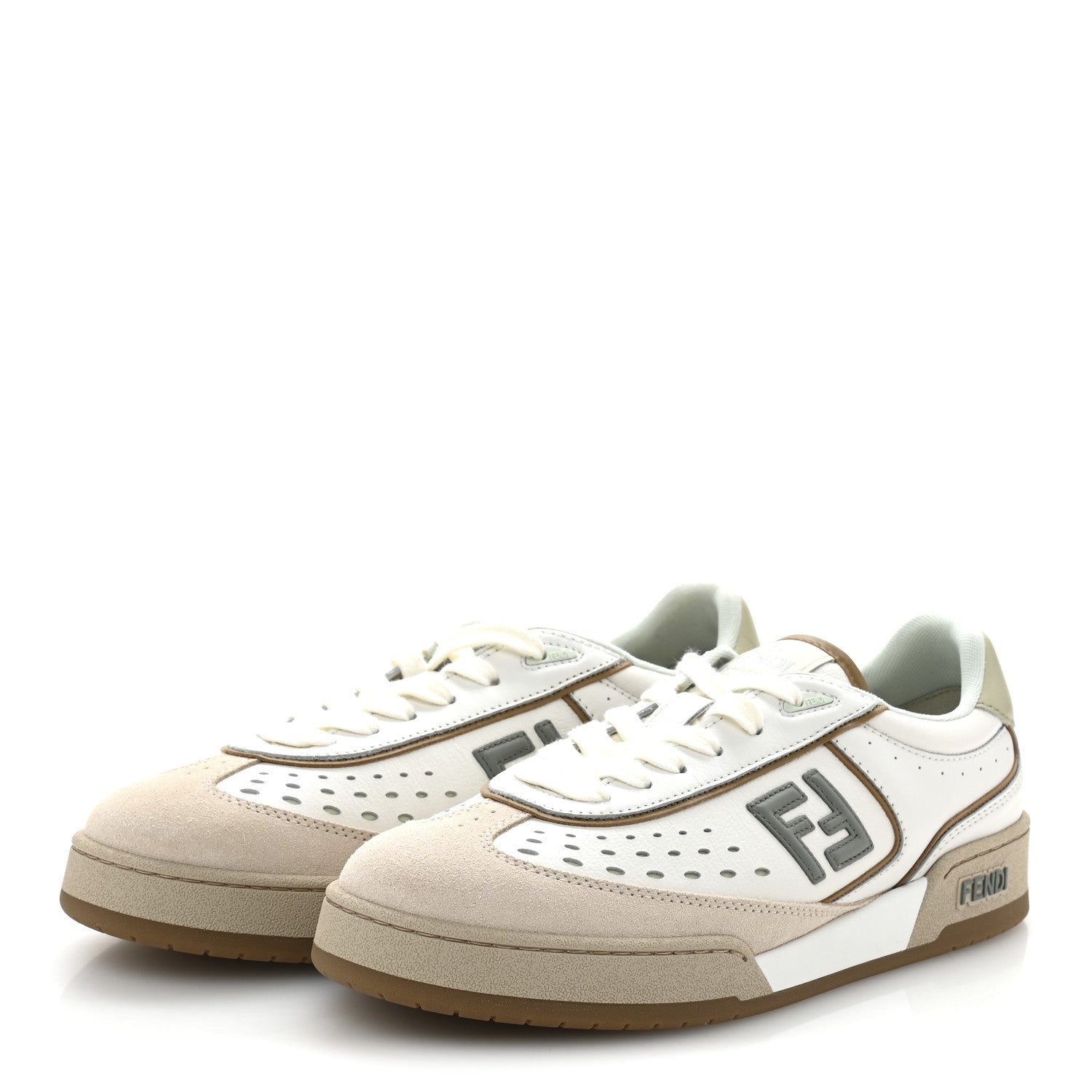 Fendi Suede Calfskin Womens Fendi Match Low Top Sneakers 39.5 White 4 of 9