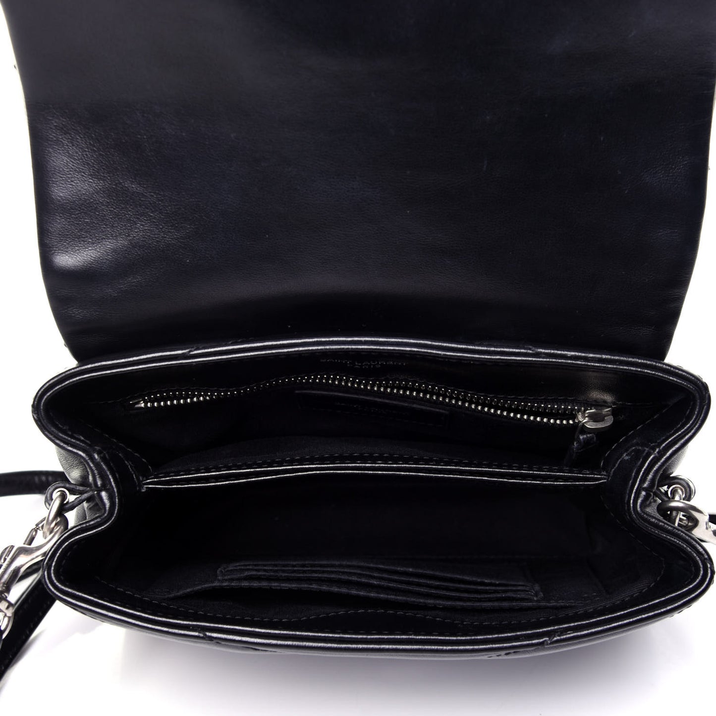 Calfskin Y Quilted Monogram Toy Loulou Crossbody Bag Black
