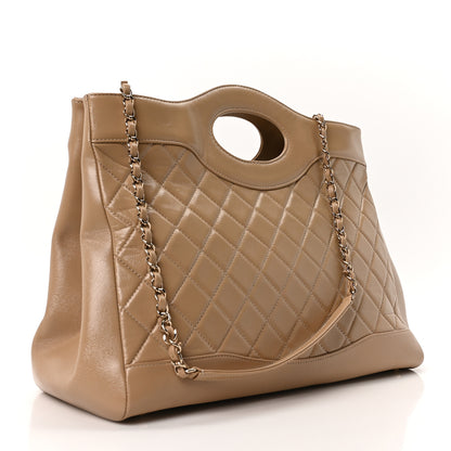 Chanel Shiny Crumpled Calfskin Quilted Large 31 Shopping Bag Beige 3 of 10