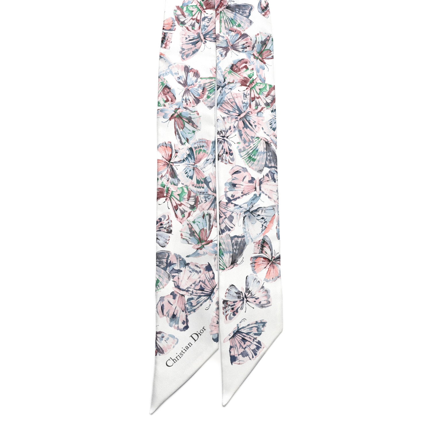 Christian Dior Silk Toile De Jouy Papillon Mitzah Scarf White Blue 2 of 3