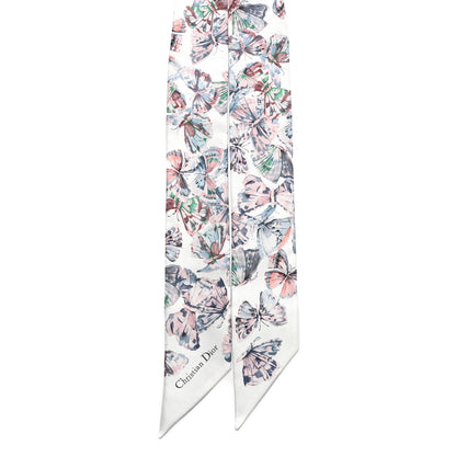 Christian Dior Silk Toile De Jouy Papillon Mitzah Scarf White Blue 2 of 3