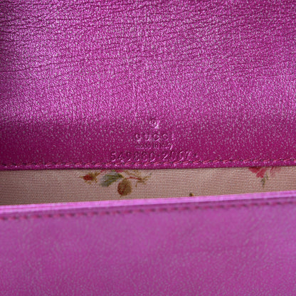 Gucci Metallic Calfskin Matelasse Crystal GG Marmont Mini Bag Fuchsia 7 of 8