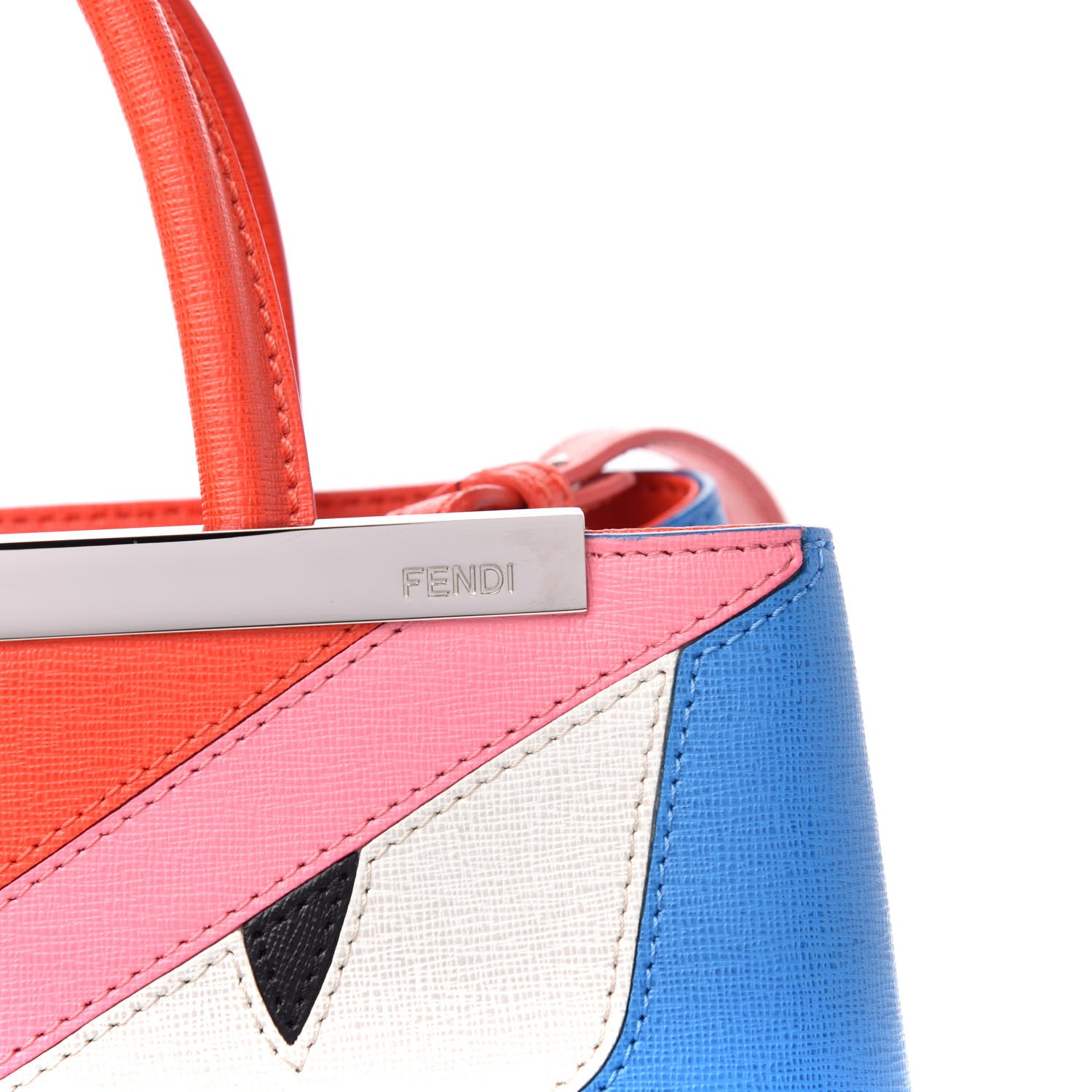 Fendi Vitello Elite Monster Petite 2Jours Tote Blue Royal Papavero Multicolor 10 of 10