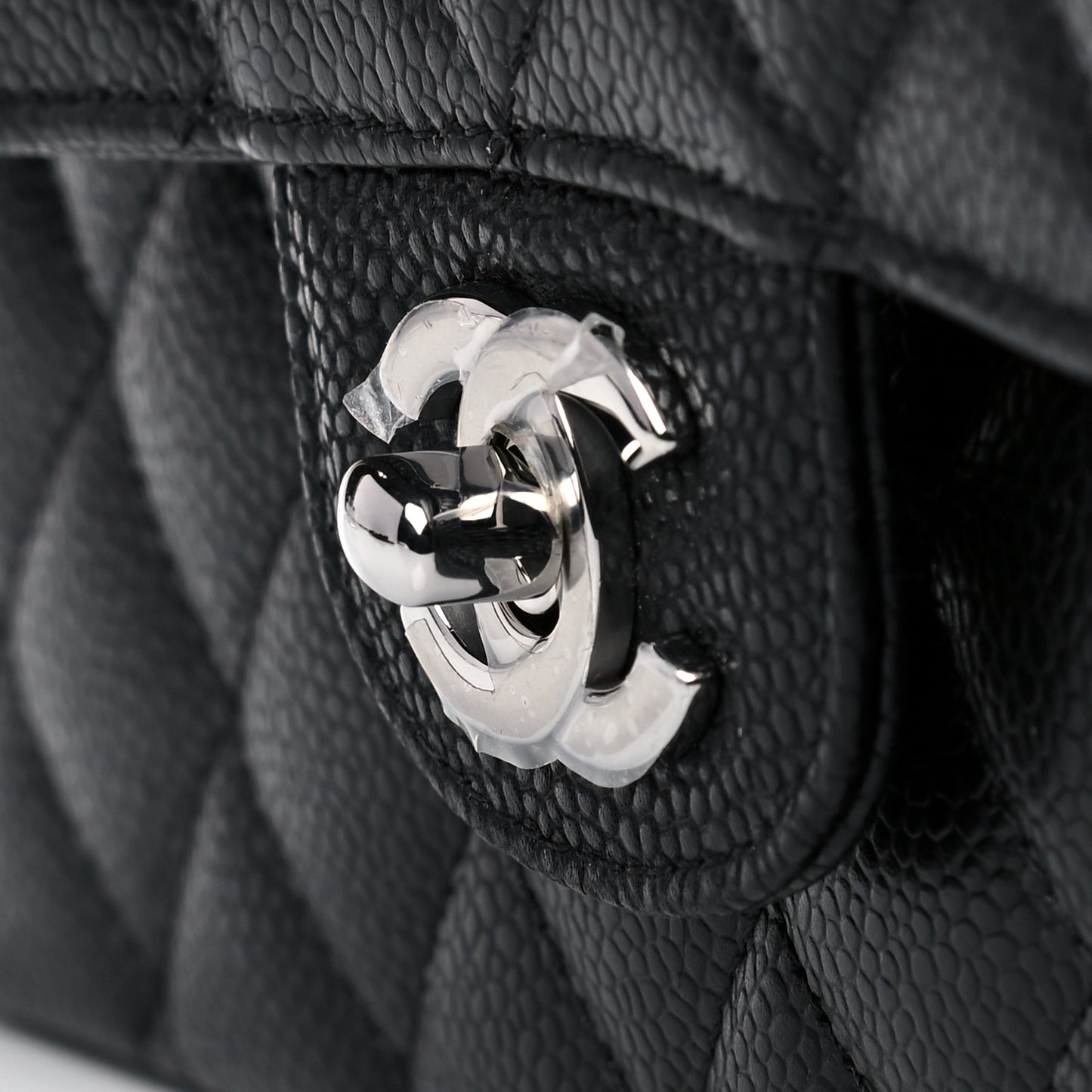 Caviar Quilted Medium Double Flap Black