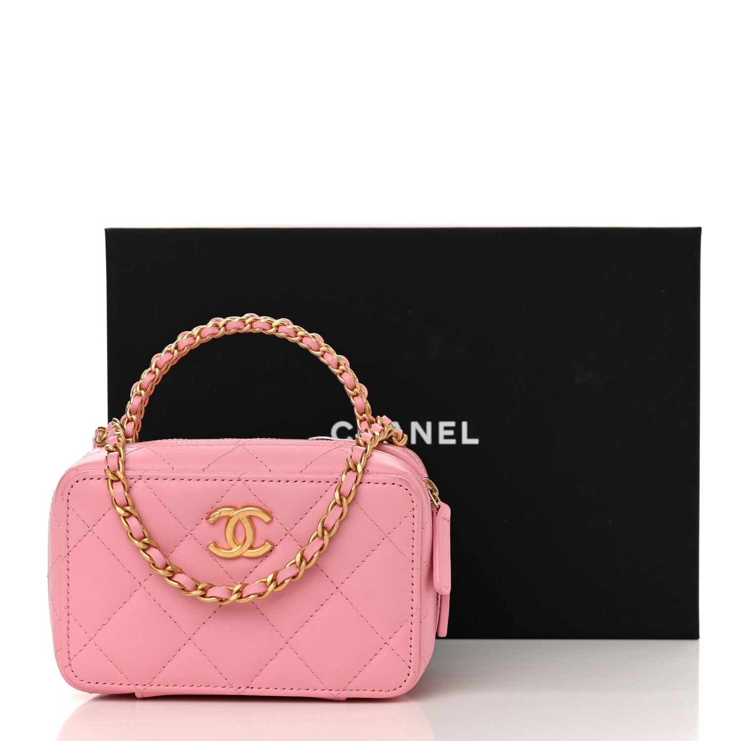 Chanel Lambskin Quilted Chain Top Handle Vanity Case Light Pink 11 of 11