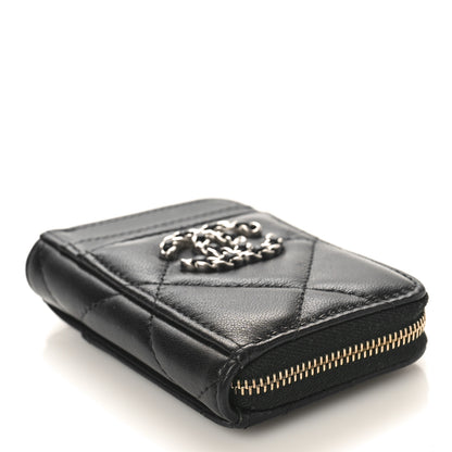 Chanel Lambskin Quilted Chanel 19 Vertical Zip Card Holder Wallet Black 4 of 9