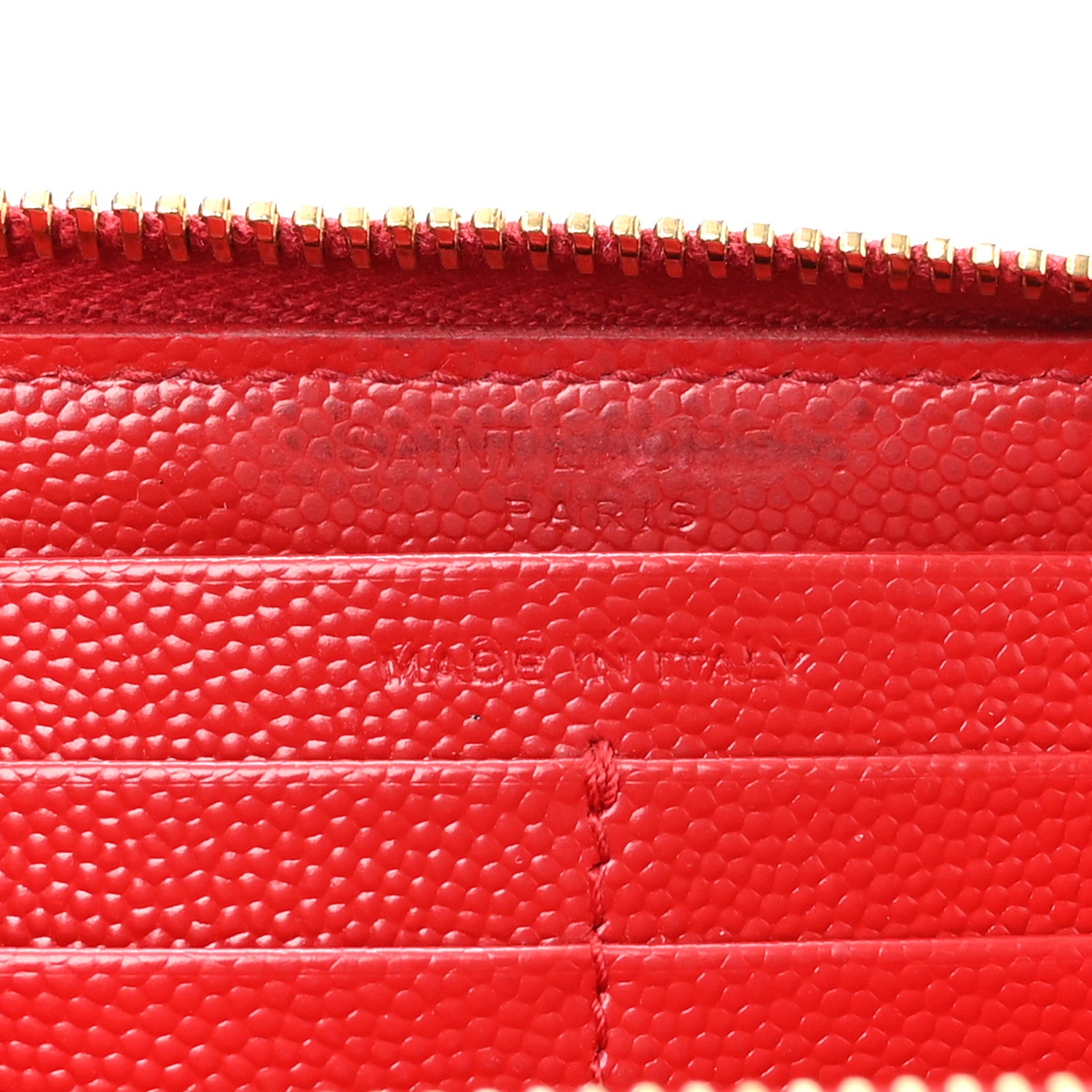 Saint Laurent Grain De Poudre Matelasse Chevron Monogram Zip Around Wallet Red 6 of 12