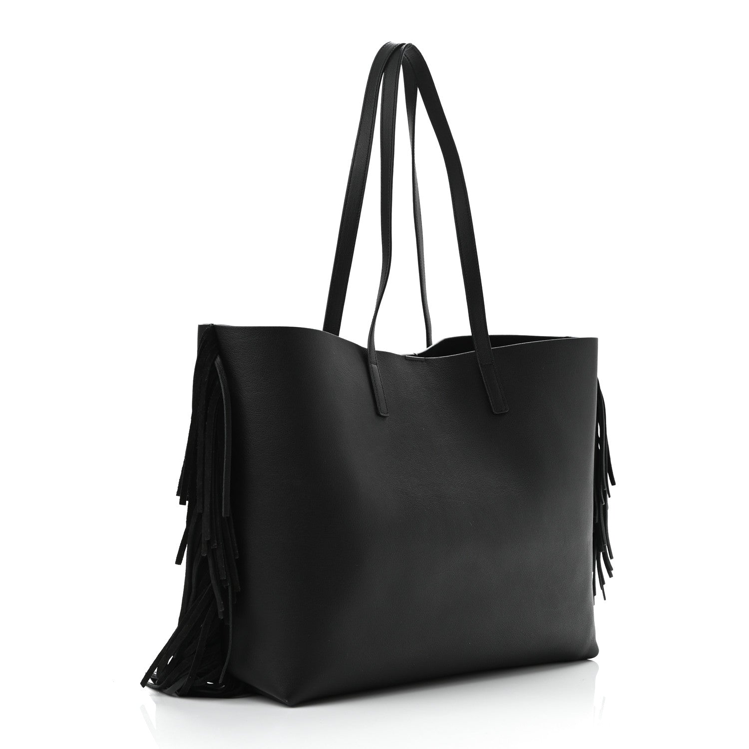 Saint Laurent Calfskin Large Fringe Shopping Tote Black 4 of 10