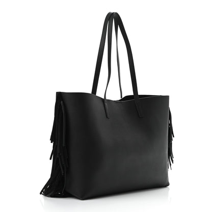 Saint Laurent Calfskin Large Fringe Shopping Tote Black 4 of 10
