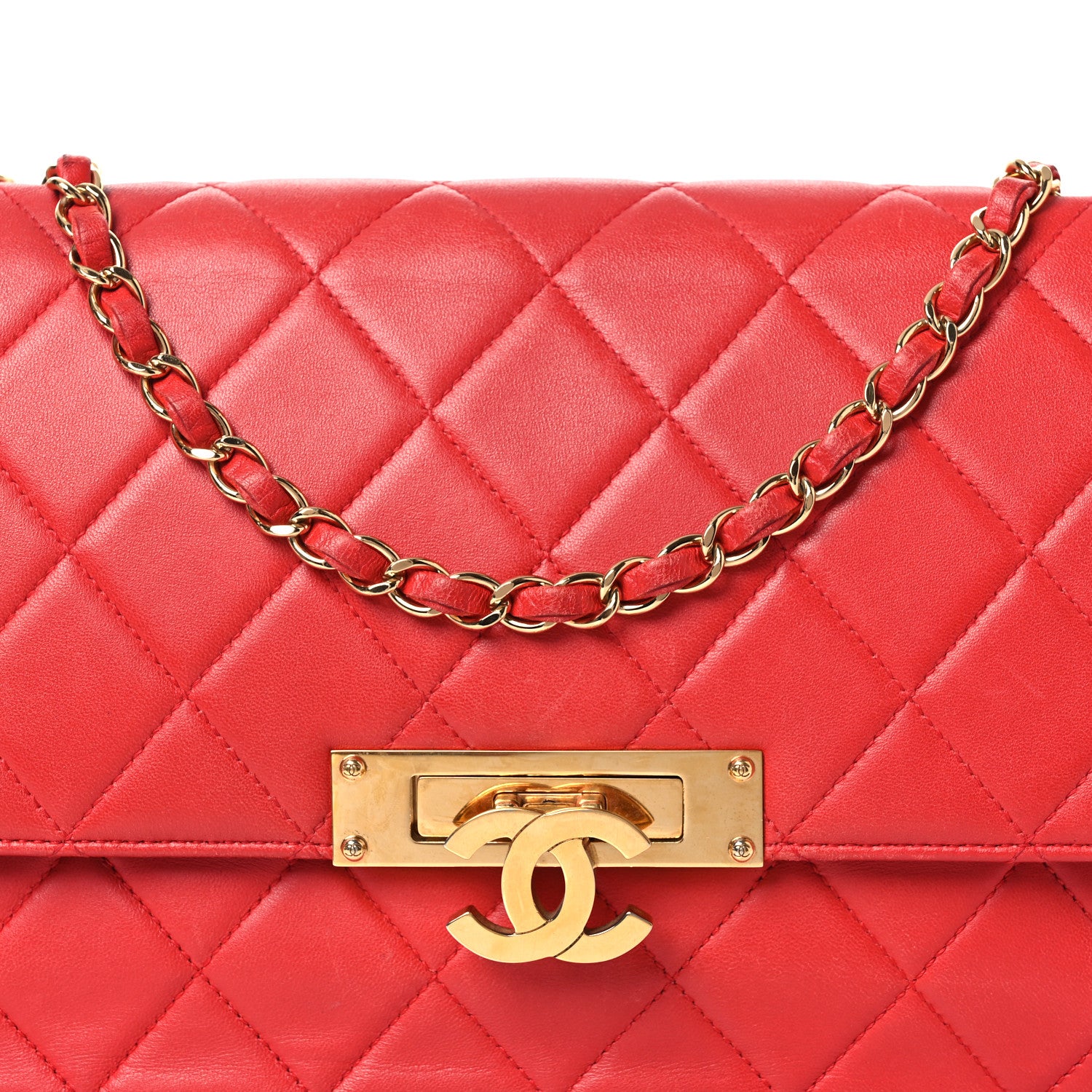 Chanel Lambskin Quilted Large Golden Class Flap Red 12 of 33