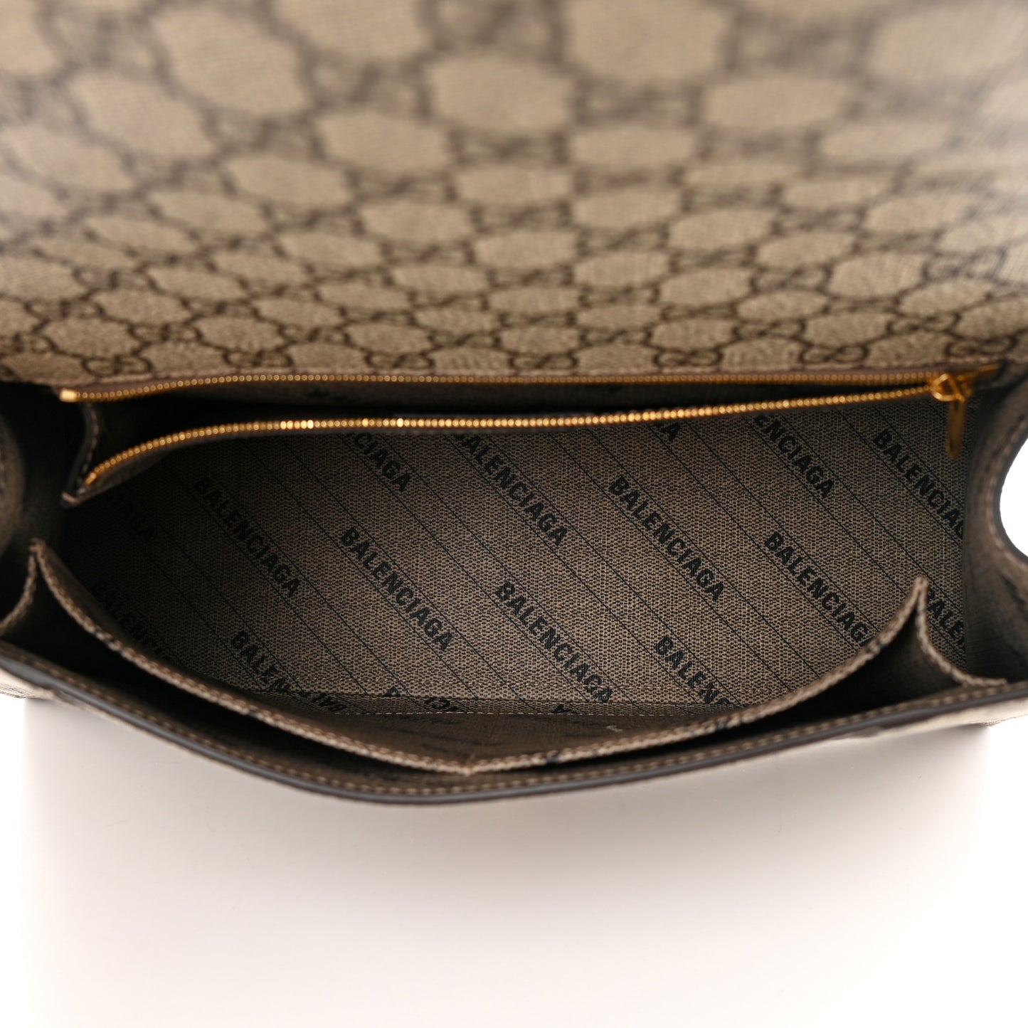 X GUCCI GG Supreme Monogram Medium Hourglass Top Handle Bag Beige Ebony