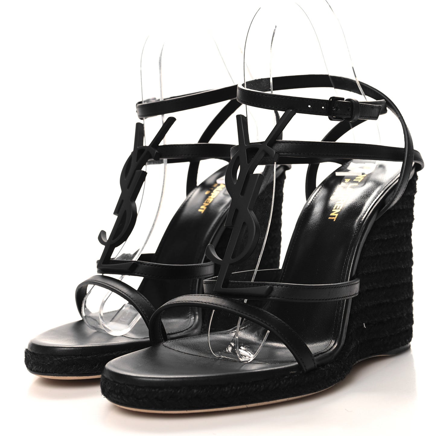 Calfskin Cassandra Espadrille 105 Wedges 38.5 Black