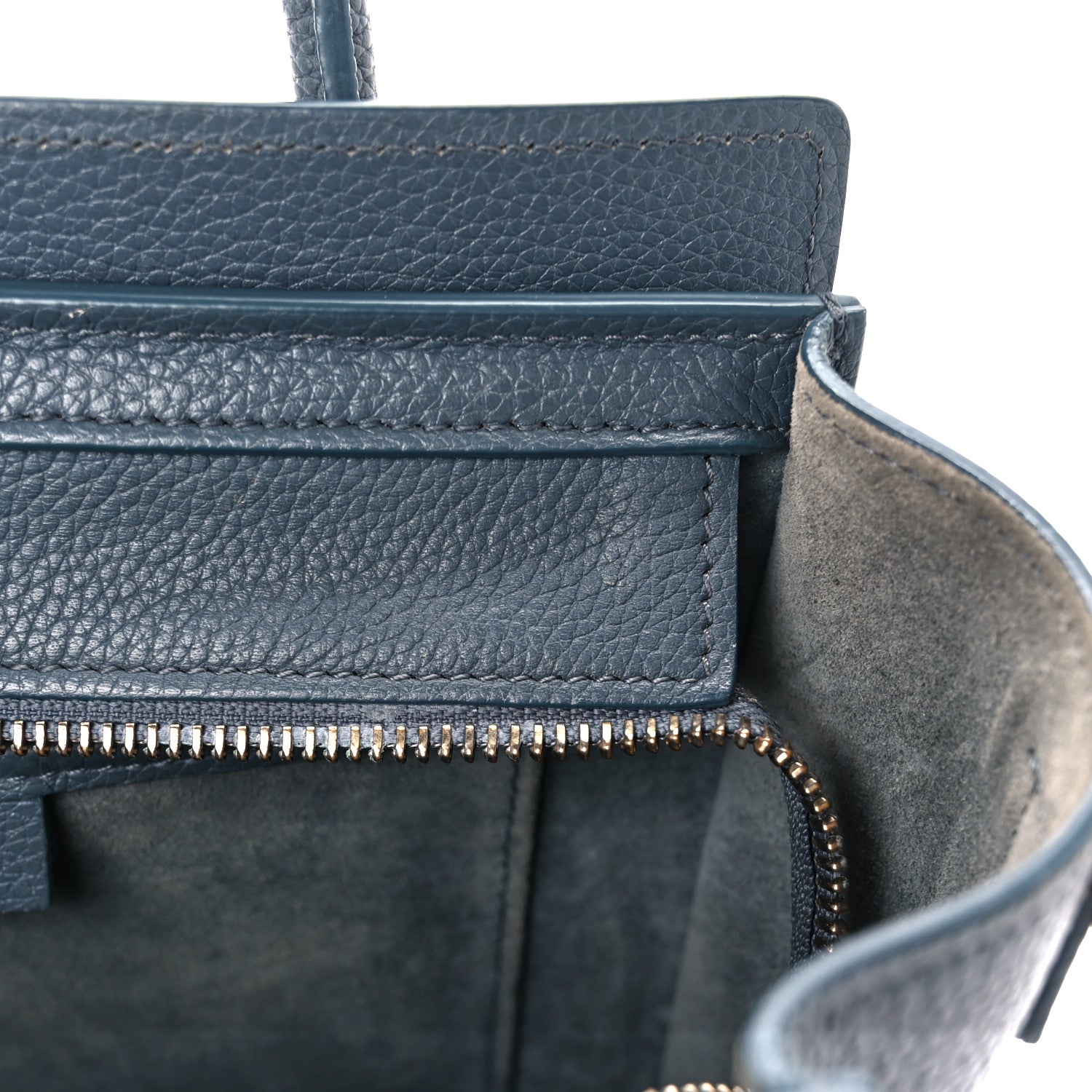 Celine Drummed Calfskin Nano Luggage Petrol 14 of 14