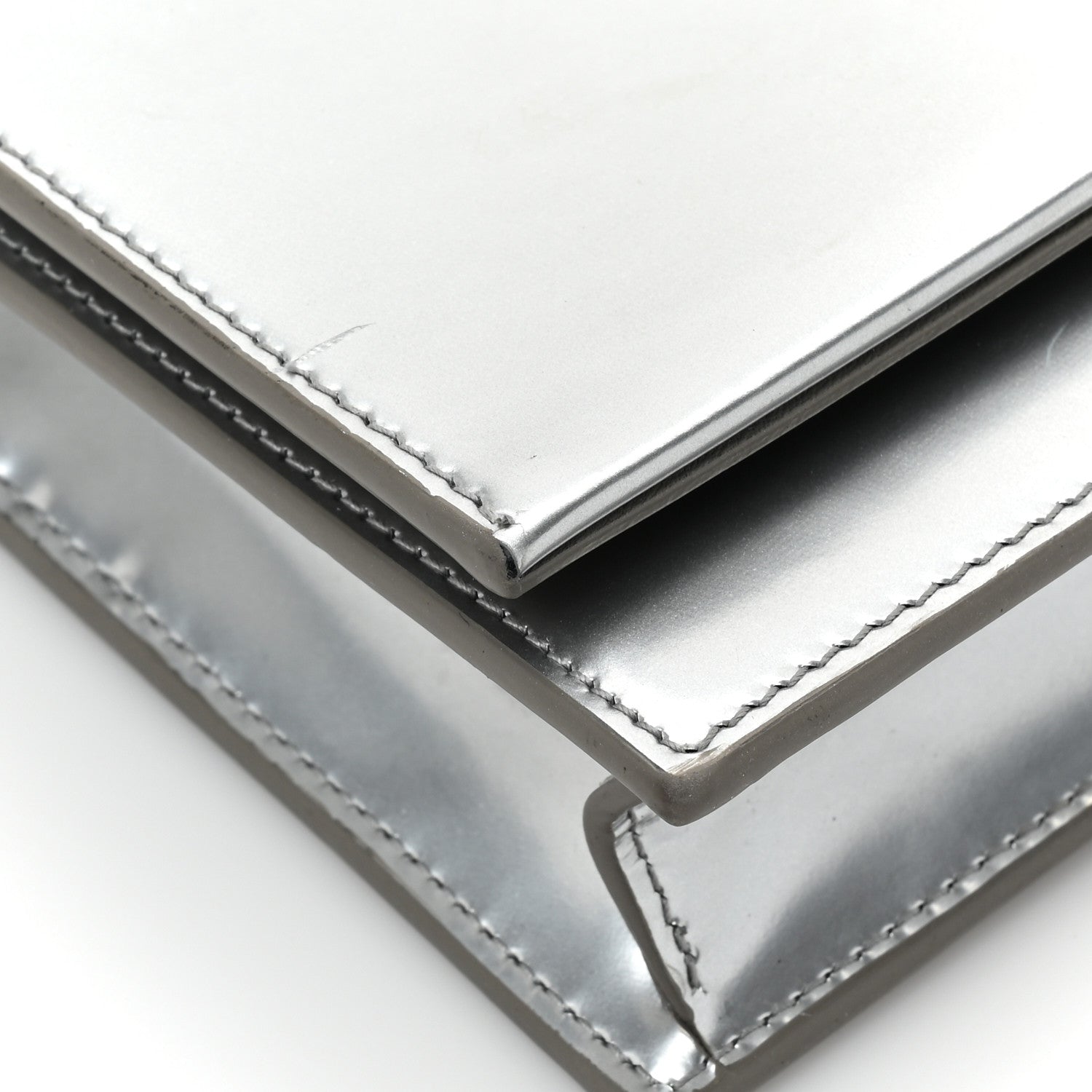 Saint Laurent Metallic Calfskin Kate Monogram Tassel Chain Wallet Silver 11 of 15