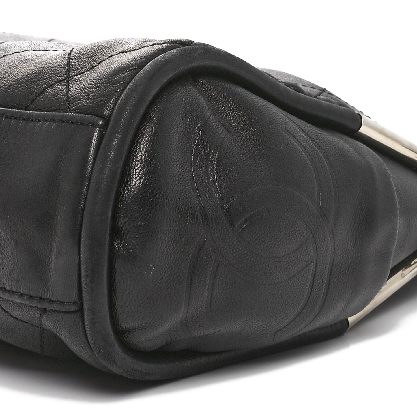 Lambskin Stitched Medium Ultimate Soft Tote Black
