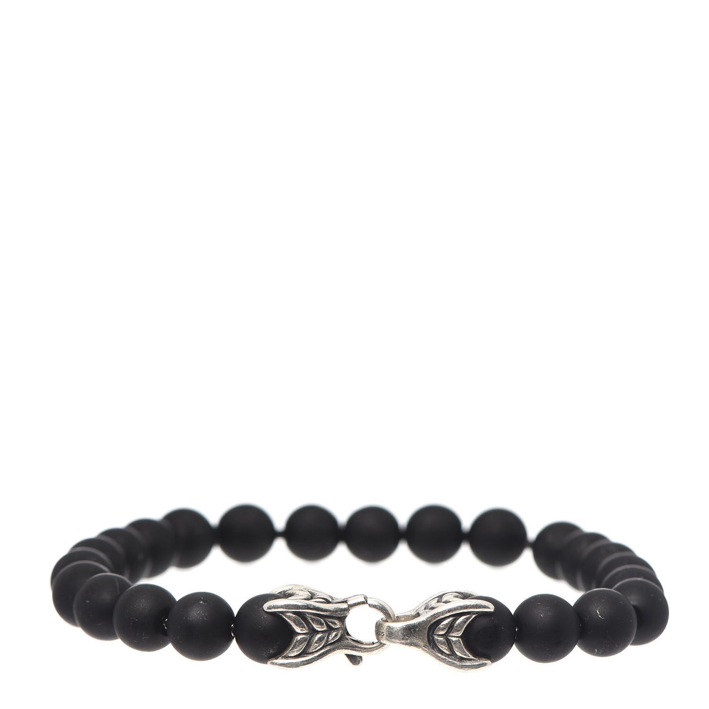 Sterling Silver Black Onyx 8mm Spiritual Beads Bracelet