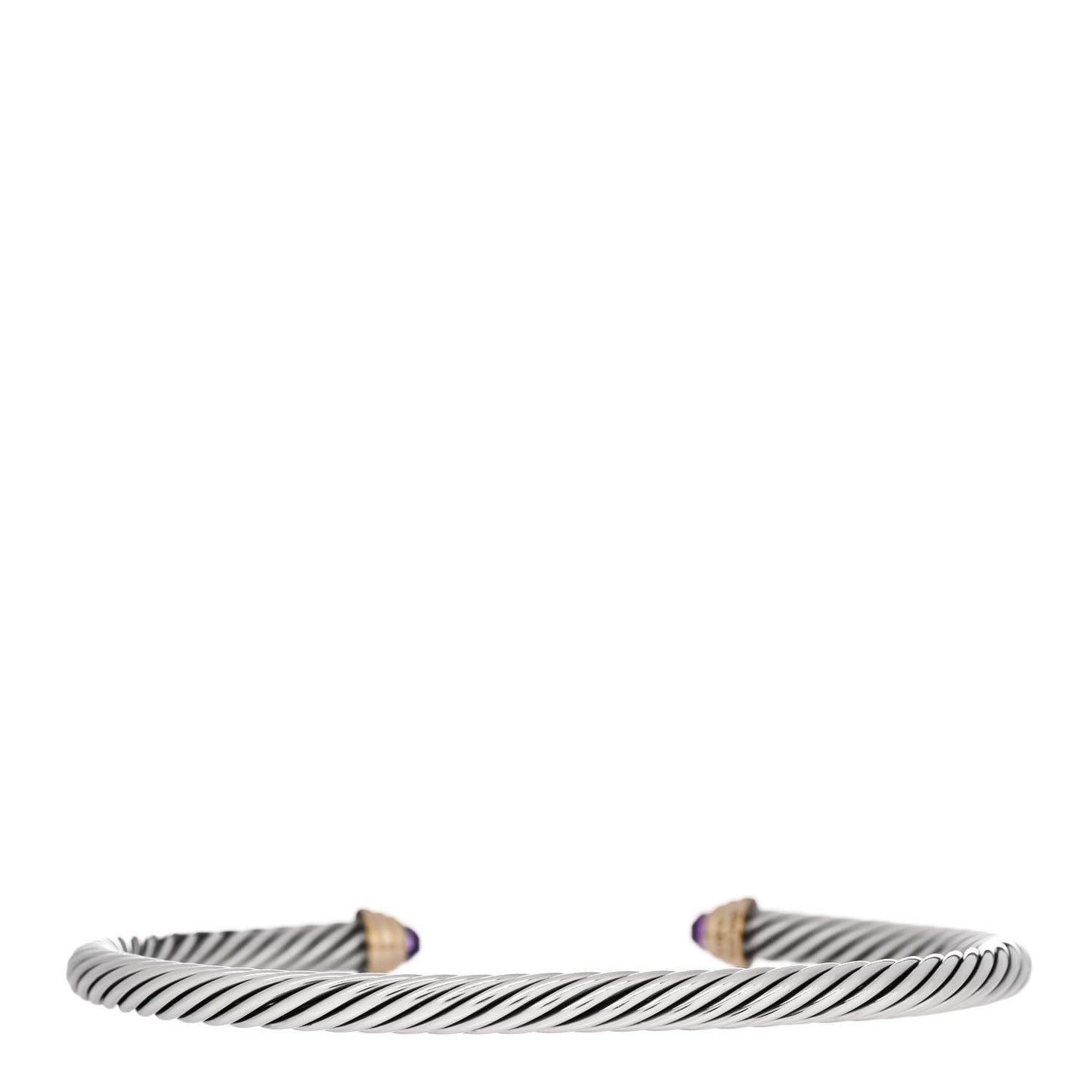 Sterling Silver 14K Yellow Gold Amethyst 4mm Cable Kids Bracelet